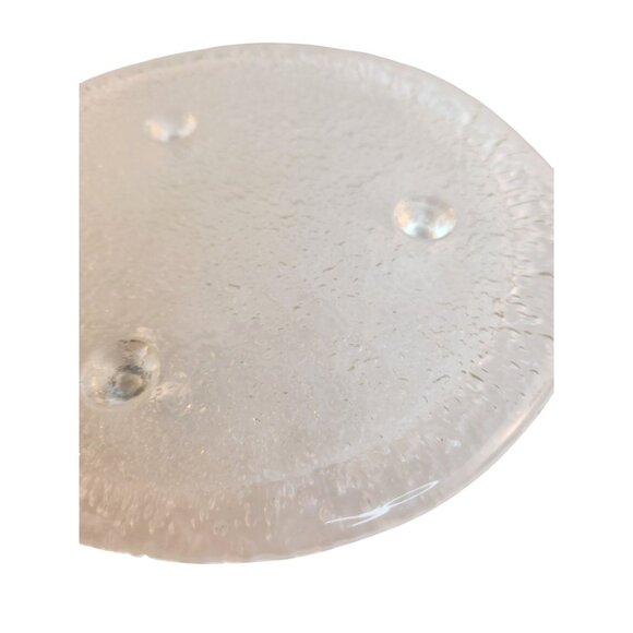 Riekes Crisa Handmade Glass Plate Textured Footed Clear 8" Turkey 1990s Vintage - Picture 4 of 7